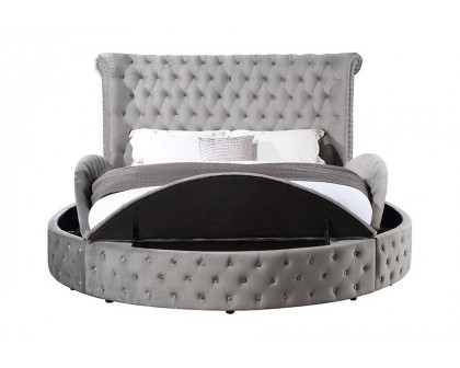 ACME Gaiva Queen Bed with Storage - Gray Velvet