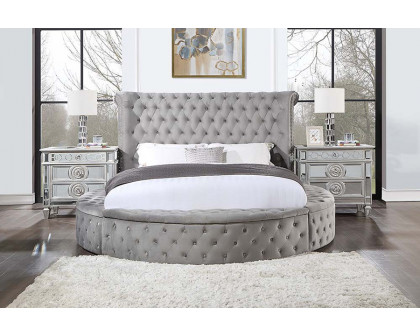 ACME Gaiva Queen Bed with Storage - Gray Velvet