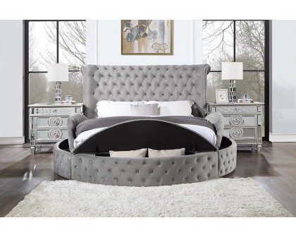 ACME Gaiva Queen Bed with Storage - Gray Velvet