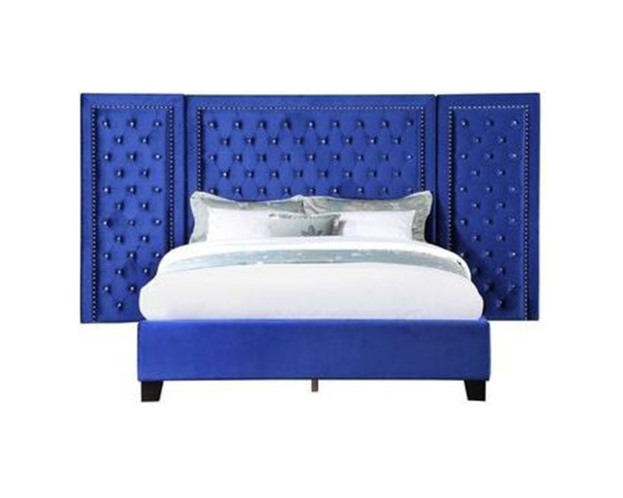 ACME Damazy Bed - Blue Velvet, Eastern King Size