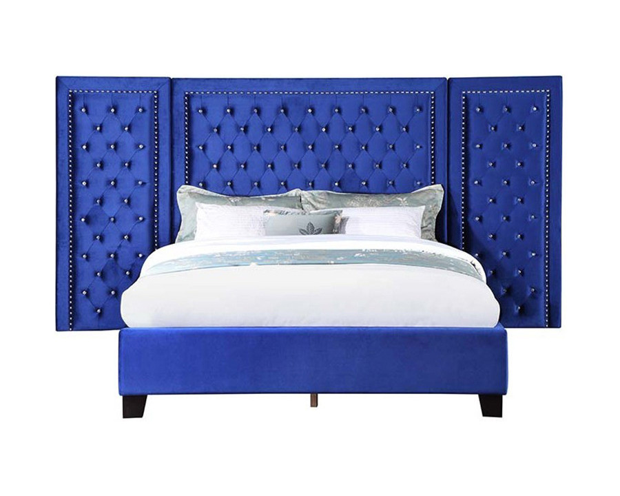 ACME Damazy Bed - Blue Velvet, Queen Size