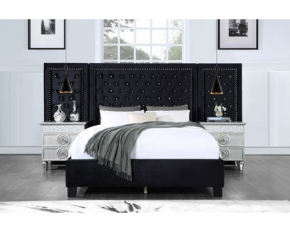 ACME Damazy Bed - Black Velvet, Eastern King Size