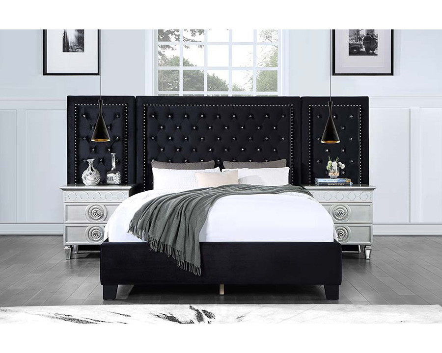 ACME Damazy Bed - Black Velvet, Queen Size