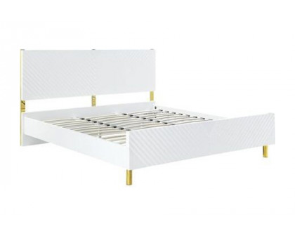 ACME Gaines Bed - White High Gloss Finish, Eastern King Size