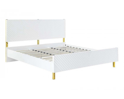 ACME Gaines Bed - White High Gloss Finish, Queen Size