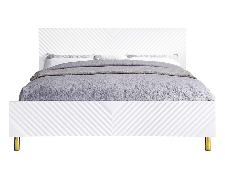 ACME Gaines Bed - White High Gloss Finish, Queen Size