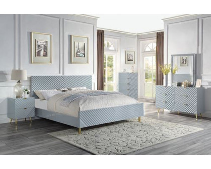 ACME Gaines Bed - Gray High Gloss Finish, Eastern King Size