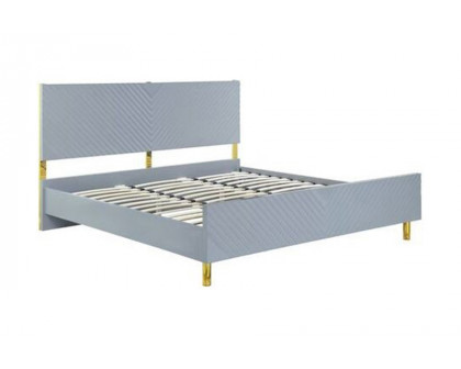 ACME Gaines Bed - Gray High Gloss Finish, Eastern King Size