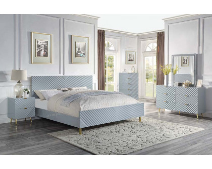 ACME Gaines Bed - Gray High Gloss Finish, Queen Size