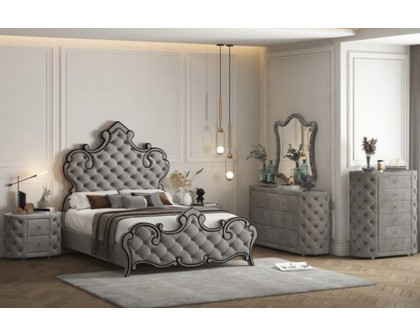 ACME Perine Eastern King Bed - Gray Velvet