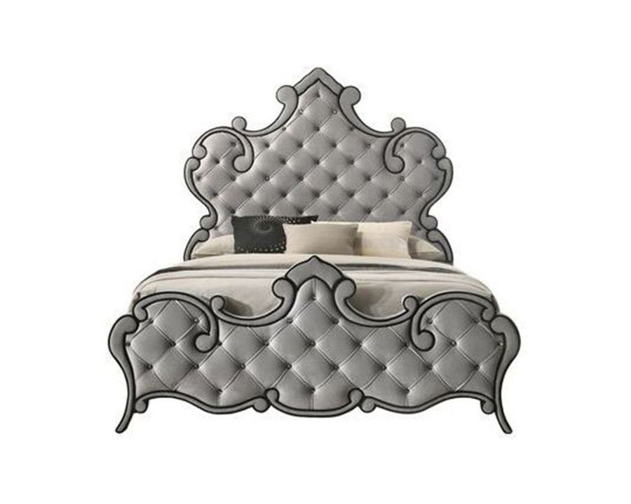 ACME Perine Eastern King Bed - Gray Velvet