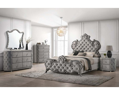 ACME Perine Queen Bed - Gray Velvet