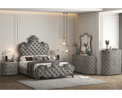 ACME Perine Queen Bed - Gray Velvet