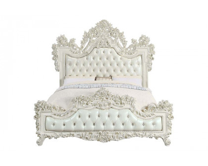 ACME - Adara EK Bed in Pearl White/Antique White