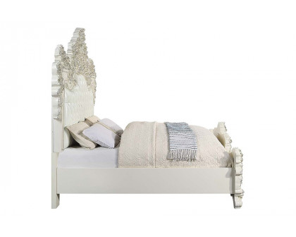 ACME - Adara EK Bed in Pearl White/Antique White