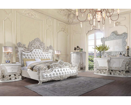 ACME - Adara EK Bed in Pearl White/Antique White