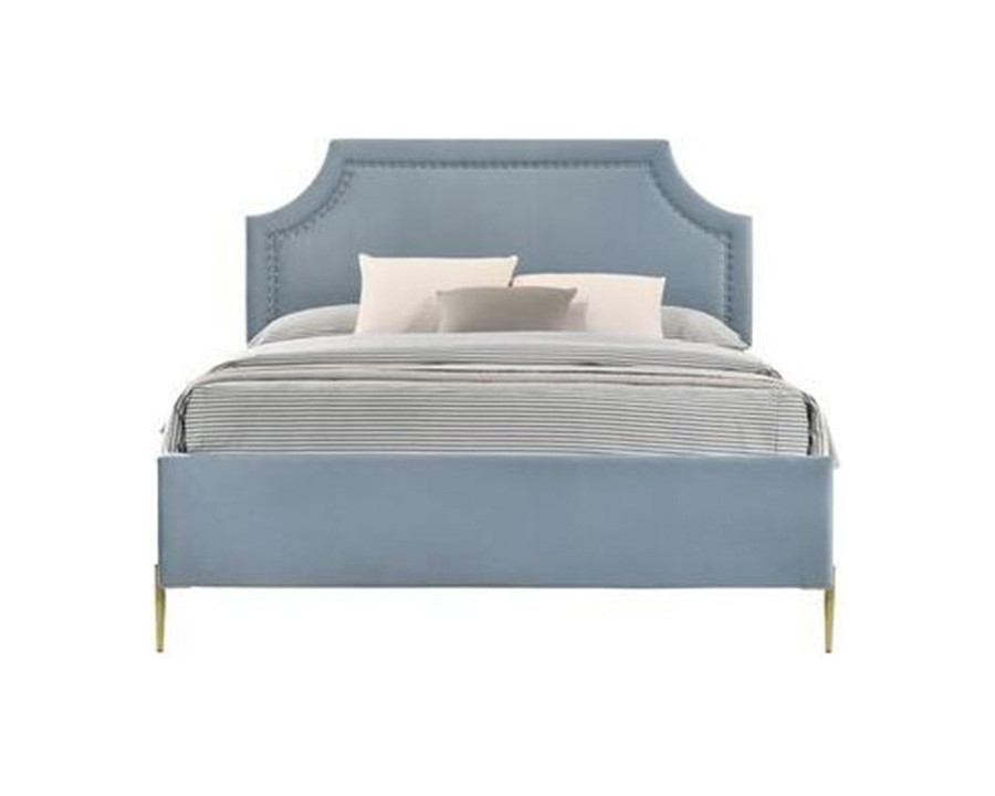 ACME Milla Eastern King Bed - Light Blue Velvet