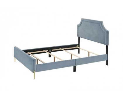 ACME Milla Eastern King Bed - Light Blue Velvet