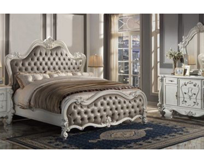 ACME Versailles II Bed - Vintage Gray and Bone White Finish, California King Size