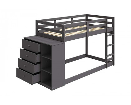 ACME Gaston Twin/Twin Bunk Bed with 4 Drawers & 3 Compartments - Gray