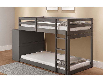 ACME Gaston Twin/Twin Bunk Bed with 4 Drawers & 3 Compartments - Gray