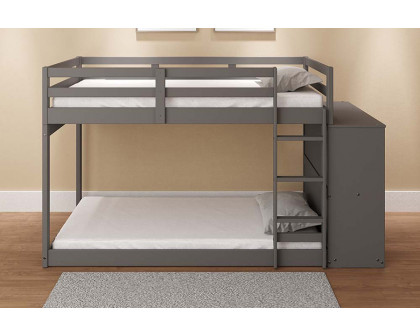 ACME Gaston Twin/Twin Bunk Bed with 4 Drawers & 3 Compartments - Gray