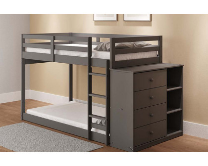 ACME Gaston Twin/Twin Bunk Bed with 4 Drawers & 3 Compartments - Gray