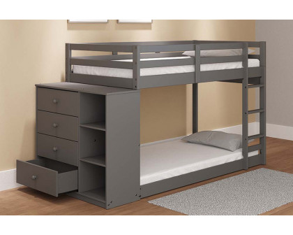 ACME Gaston Twin/Twin Bunk Bed with 4 Drawers & 3 Compartments - Gray