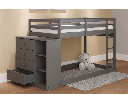 ACME Gaston Twin/Twin Bunk Bed with 4 Drawers & 3 Compartments - Gray