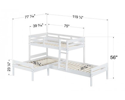 ACME - Manoela Triple Twin Bunk Bed in White