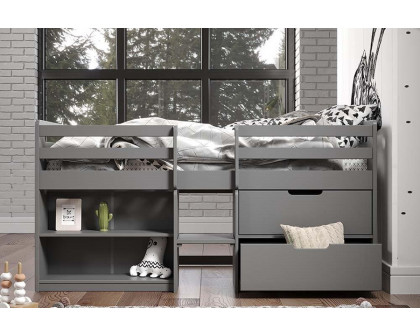 ACME Fabiana Twin Loft Bed with Storage - Gray