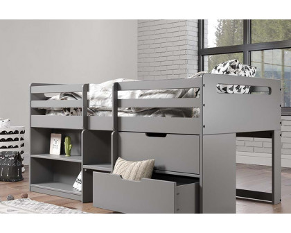 ACME Fabiana Twin Loft Bed with Storage - Gray