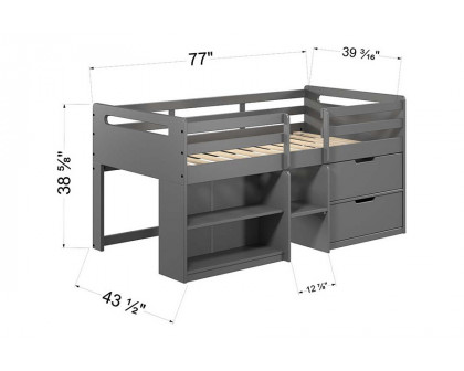 ACME Fabiana Twin Loft Bed with Storage - Gray