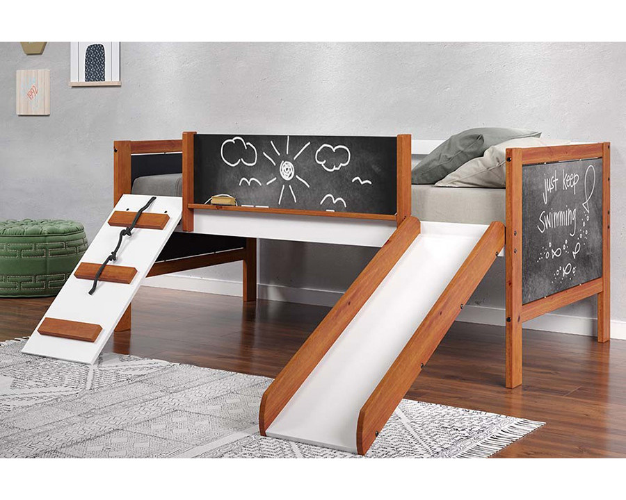 ACME Aurea Twin Loft Bed with Slide - Cherry Oak/White