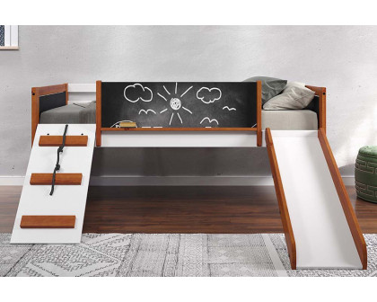 ACME Aurea Twin Loft Bed with Slide - Cherry Oak/White