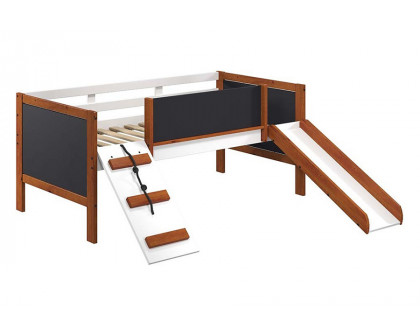 ACME Aurea Twin Loft Bed with Slide - Cherry Oak/White