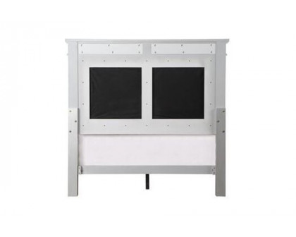 ACME Varian Bed - Gray Velvet and Silver, Full Size