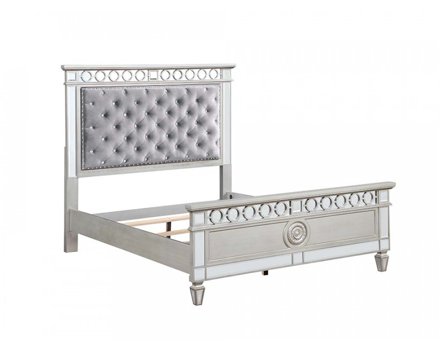 ACME Varian Twin Bed - Gray Velvet/Silver/Mirrored