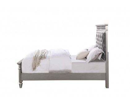 ACME Varian Twin Bed - Gray Velvet/Silver/Mirrored