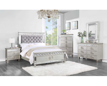 ACME Varian Twin Bed - Gray Velvet/Silver/Mirrored