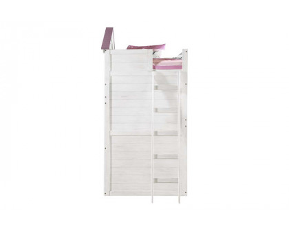 ACME Tree House Twin Loft Bed - Pink and White Finish