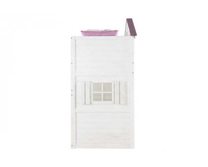 ACME Tree House Twin Loft Bed - Pink and White Finish