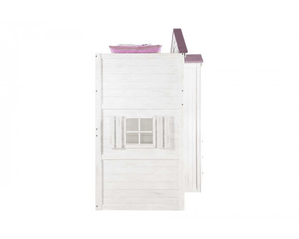 ACME Tree House Twin Loft Bed - Pink and White Finish