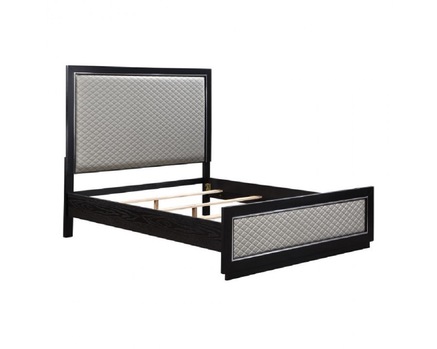 ACME Nicola EK Bed - Silver/Black