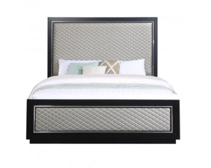 ACME Nicola EK Bed - Silver/Black