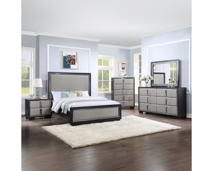 ACME Nicola EK Bed - Silver/Black