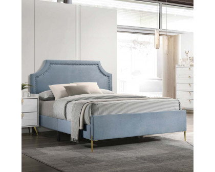 ACME Milla Full Bed - Light Blue Velvet