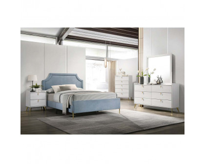 ACME Milla Full Bed - Light Blue Velvet