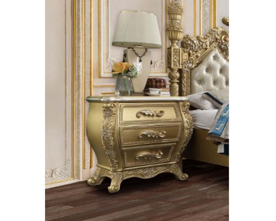 ACME - Cabriole Nightstand in Gold