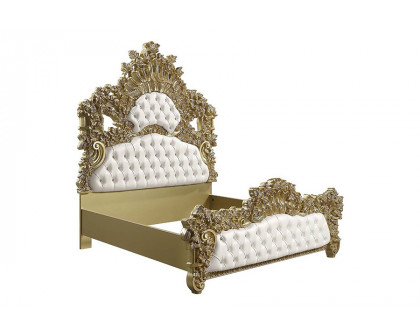 ACME - Bernadette EK Bed in White/Gold